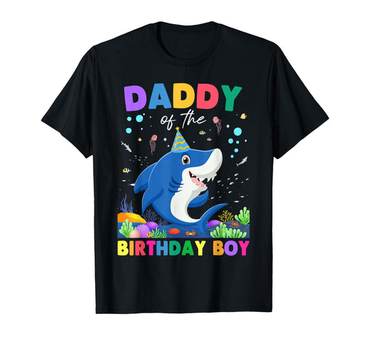 Daddy of The Birthday Boy Funny Shark Birthday Family T-Shirt
