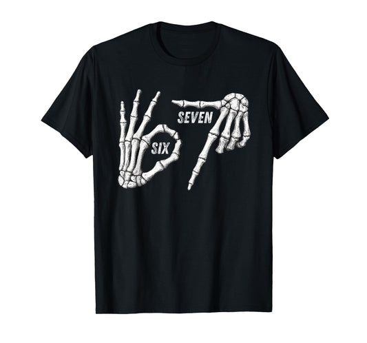 67 Skeleton Hands Six Seven Gen Alpha Halloween Meme T-Shirt