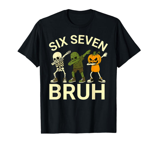 67 Halloween Funny Six Seven Meme Brainrot Pumpkin Kids Bruh T-Shirt