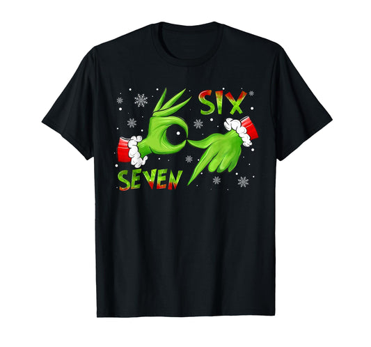6 7 Six Seven Hand Gen Z Alpha Meme Slang Xmas Christmas T-Shirt
