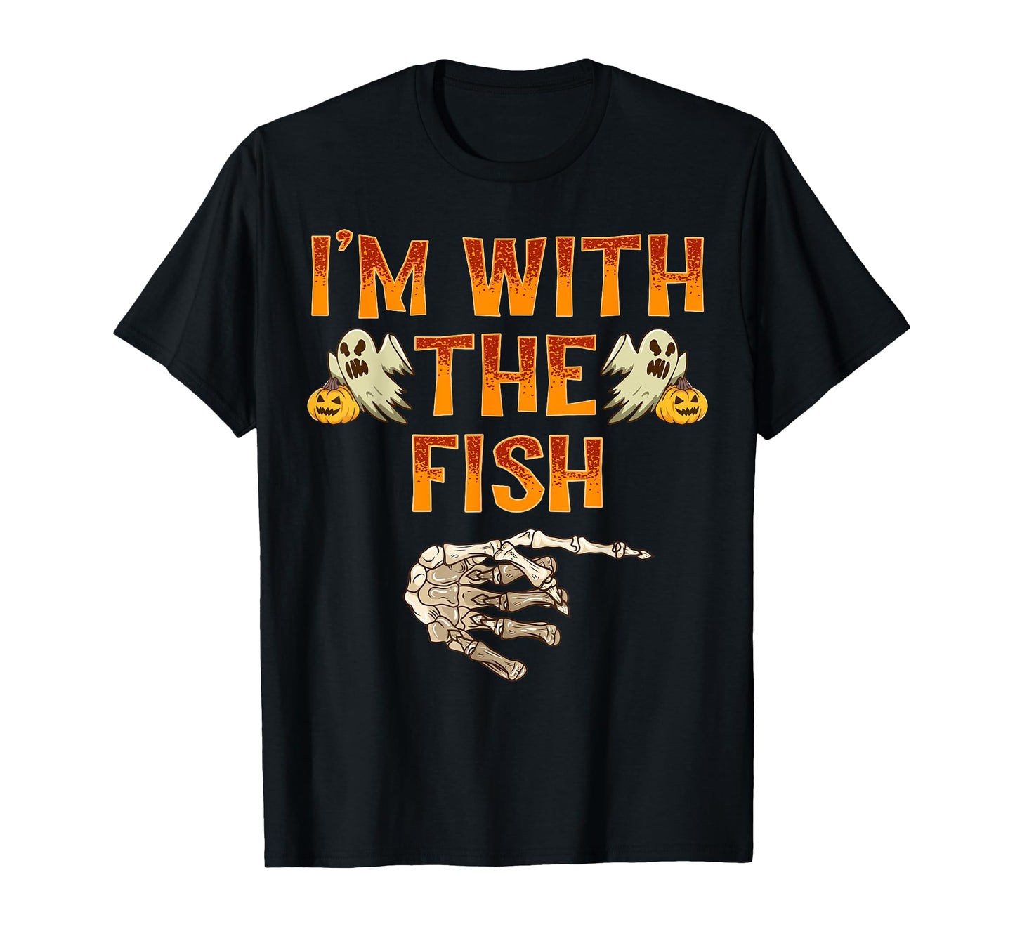I'm With The Fish Shirt Costume Funny Halloween Couple T-Shirt