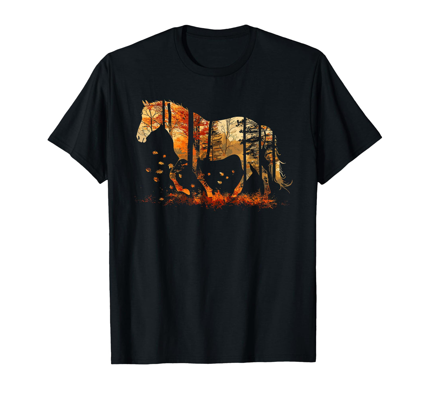 Cute Horse Lover Autumn Leaves Pony Animal Wildlife T-Shirt