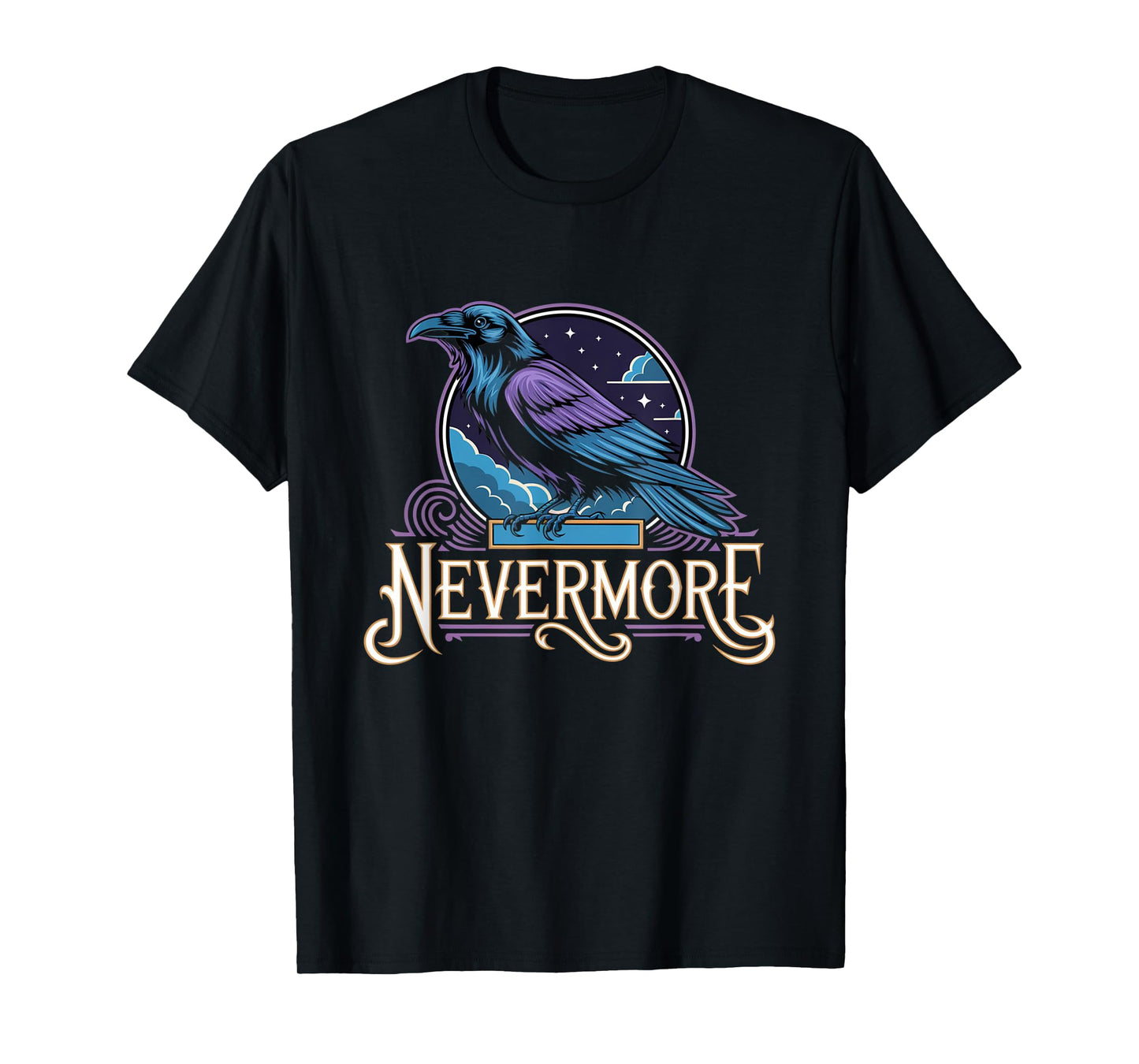 Nevermore Gothic Raven Literary Quote Design T-Shirt