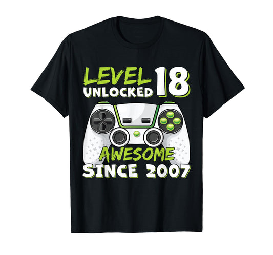 18 Year Old BDay Decorations Men Boy 18yr 2007 18th Birthday T-Shirt