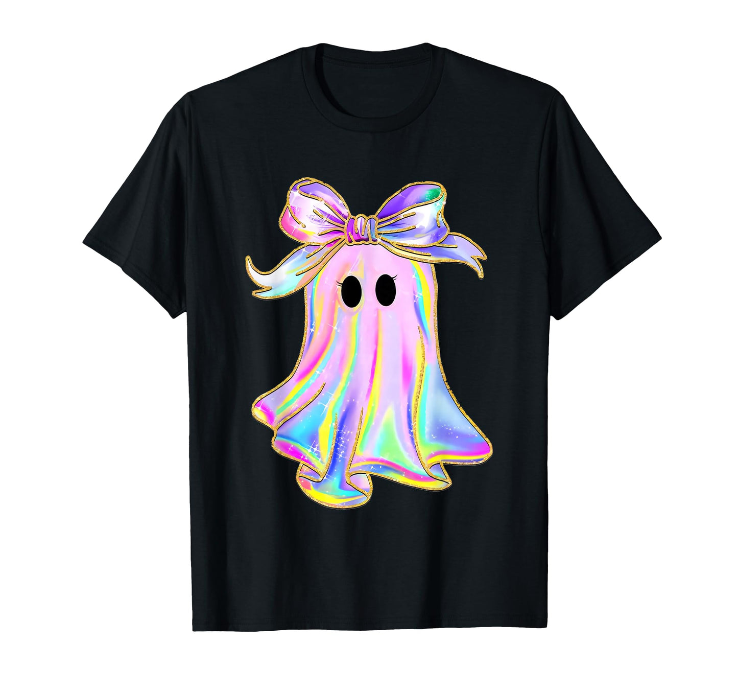 Pastel Galaxy Ghost Halloween Girl Kids Ghost Coquette Bow T-Shirt