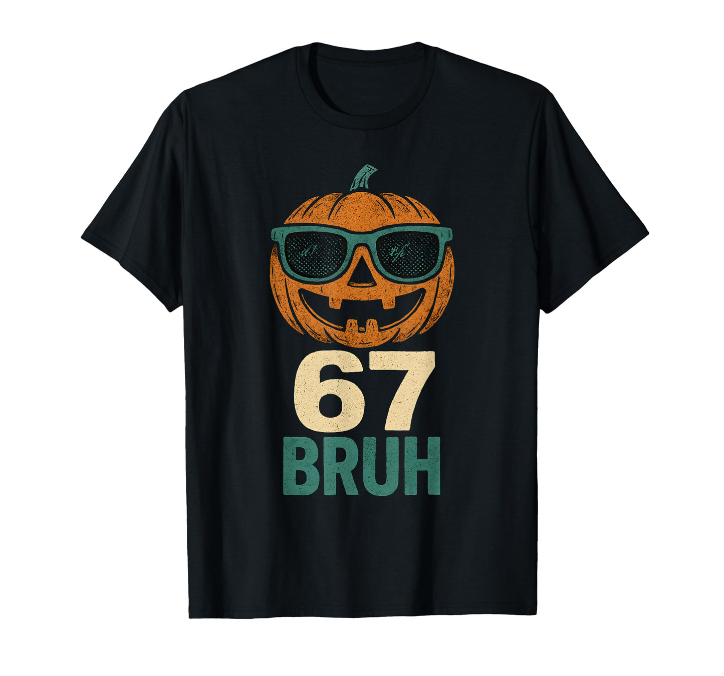 67 Halloween Bruh Pumpkin 6-7 Meme Gen Alpha Slang Six Seven T-Shirt