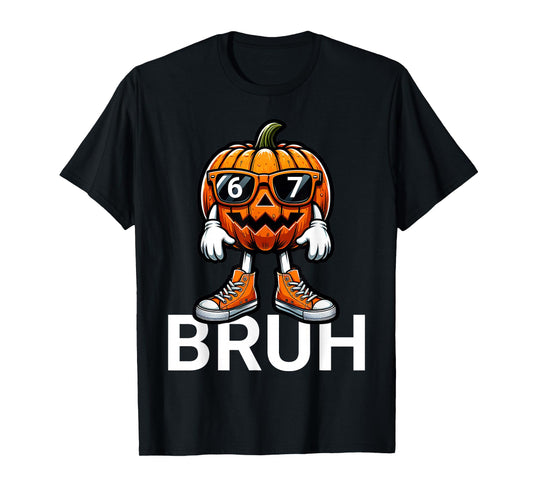 67 Halloween Bruh Funny Pumpkin Boys Kids Six Seven Meme T-Shirt