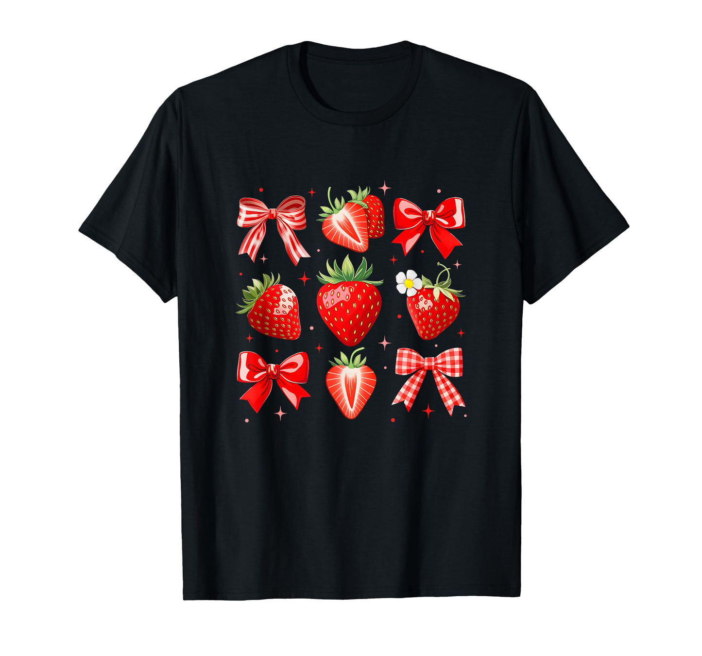 Strawberry Coquette Bow Strawberries Festival Girls Women T-Shirt