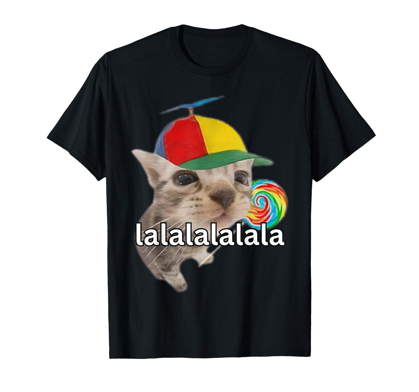 Lalalalalala Meme Silly Cat Meme With Lollipop Funny Memes T-Shirt