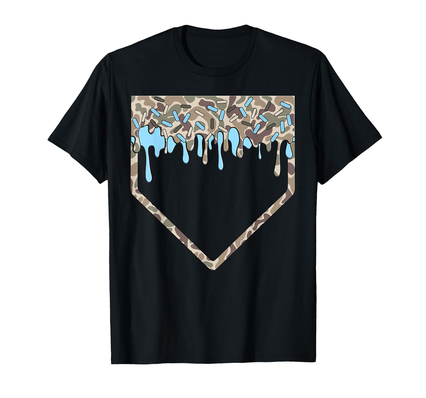 Baseball Drip Camo Baseball Home Plate Boys Sports Game Day T-Shirt