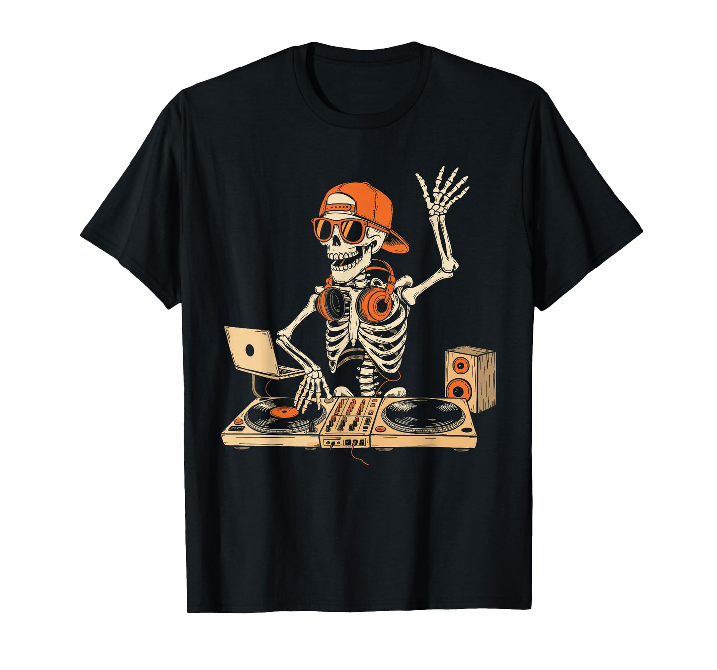 Funny Skeleton Dj Halloween Costume Music Lovers Men Boys T-Shirt