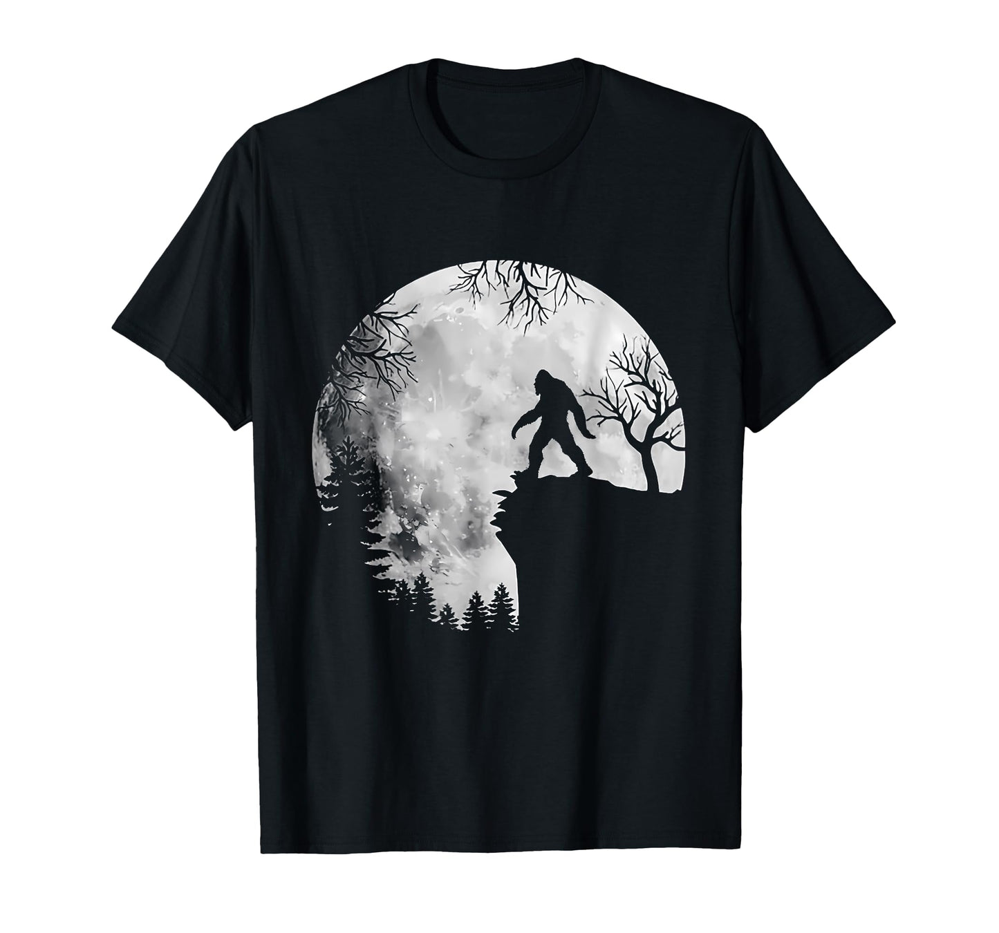 Bigfoot Sasquatch Full Moon In The Forest For Men Women Kids T-Shirt