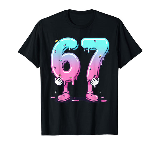 67 Ice Cream Drip (Front) Six Seven Meme for Gen Alpha Kids T-Shirt