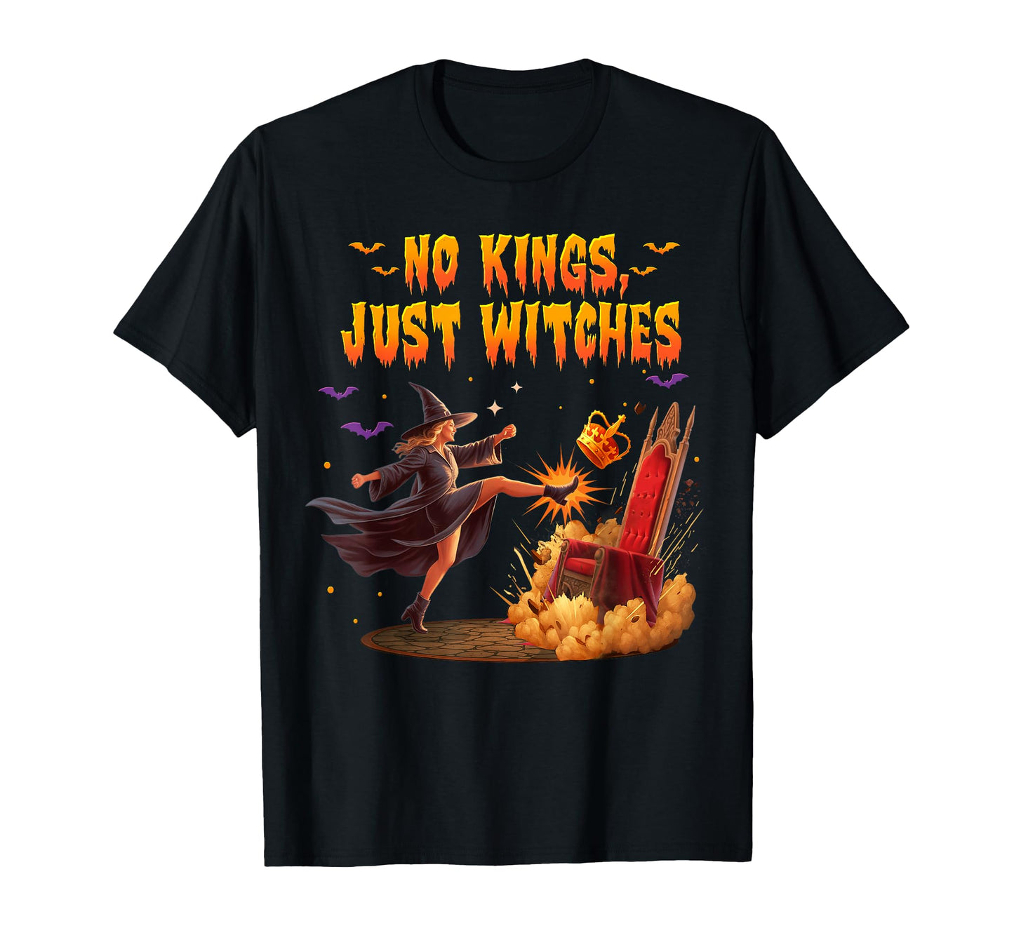 No Kings Just Witches Funny Witchcore Halloween Art T-Shirt