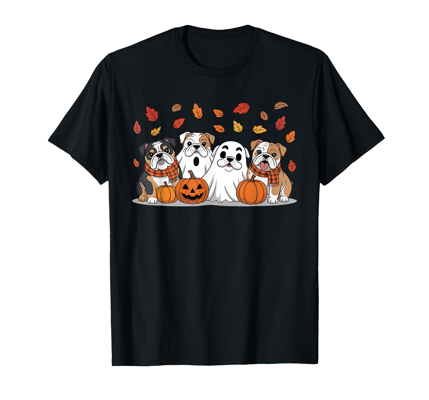 English Bulldog Ghost Fall Autumn Thanksgiving Halloween T-Shirt
