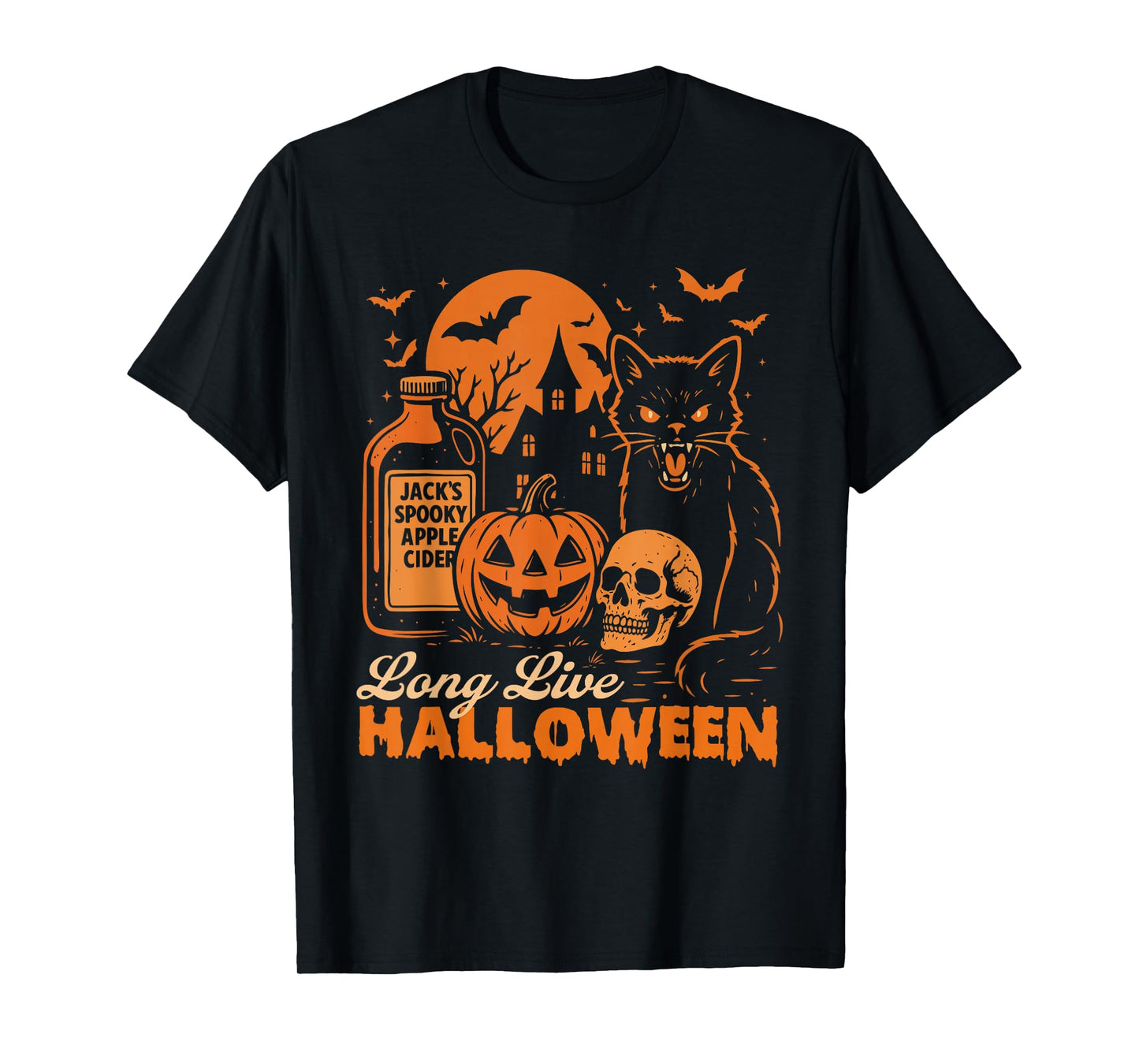 Long Live Halloween - Spooky Black Cat Halloween Costume T-Shirt