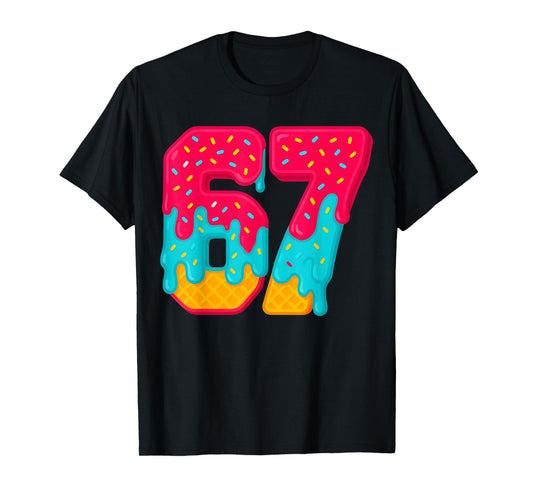 67 Ice Cream Drip Meme Funny Six Seven Gen Alpha Slang Gifts T-Shirt