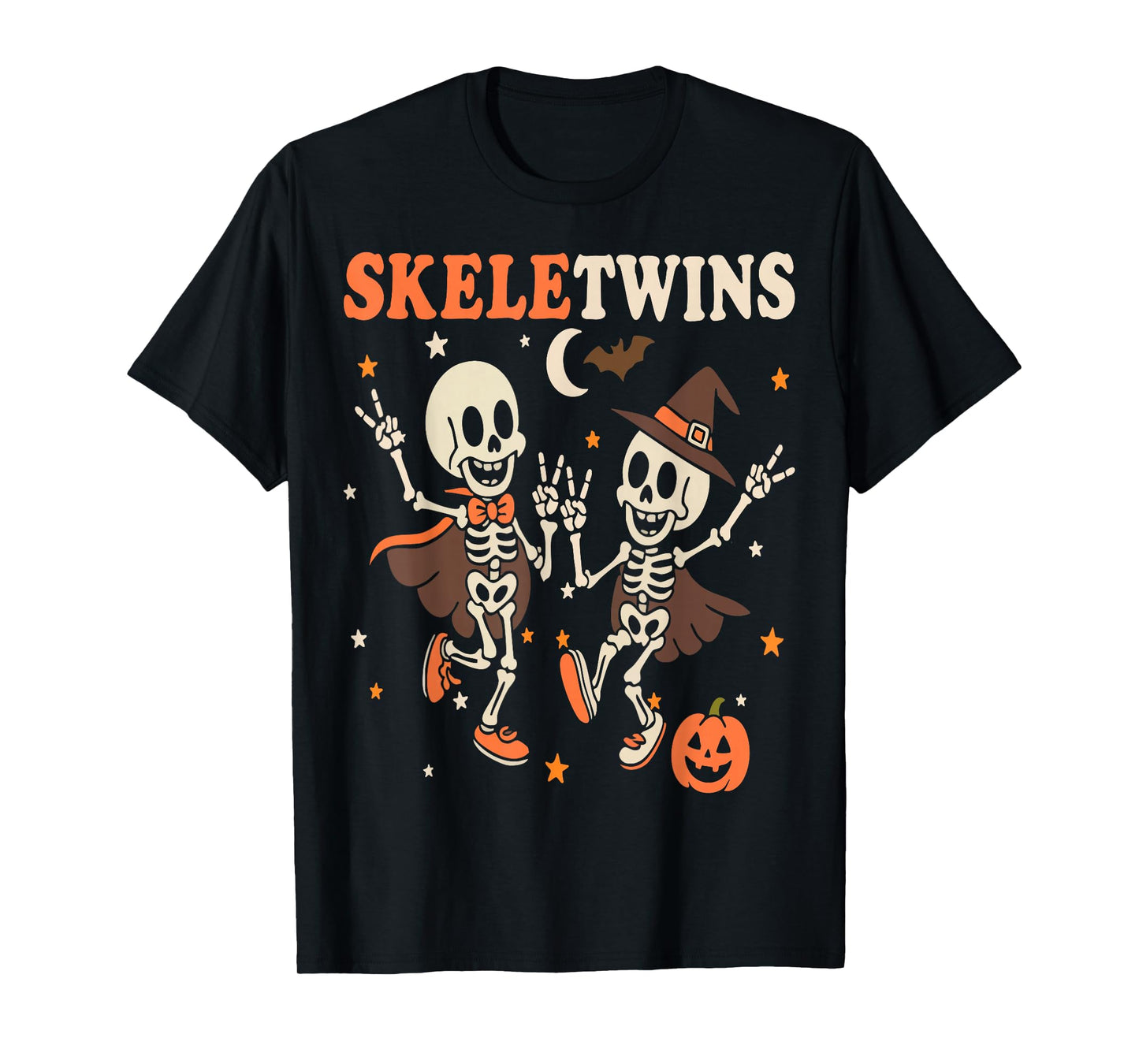 Twins Halloween Matching Skeletwins Funny Dancing Skeletons T-Shirt