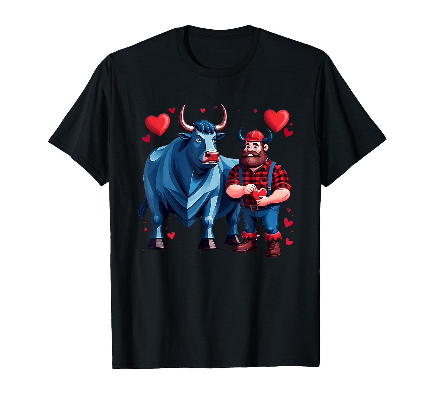 Paul Bunyan & Babe The Blue Ox on Valentine's Day T-Shirt