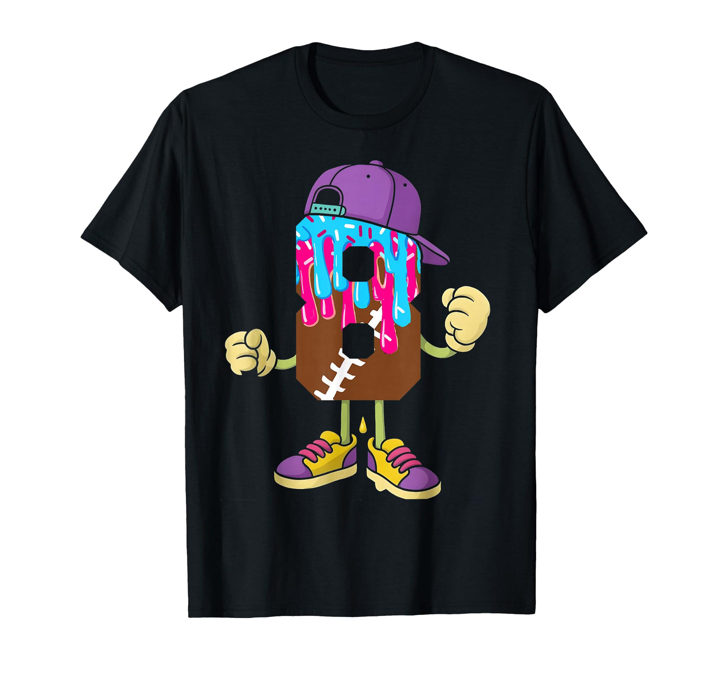 Football 8 Year Old Ice Cream Drip 8th Birthday Boys T-Shirt