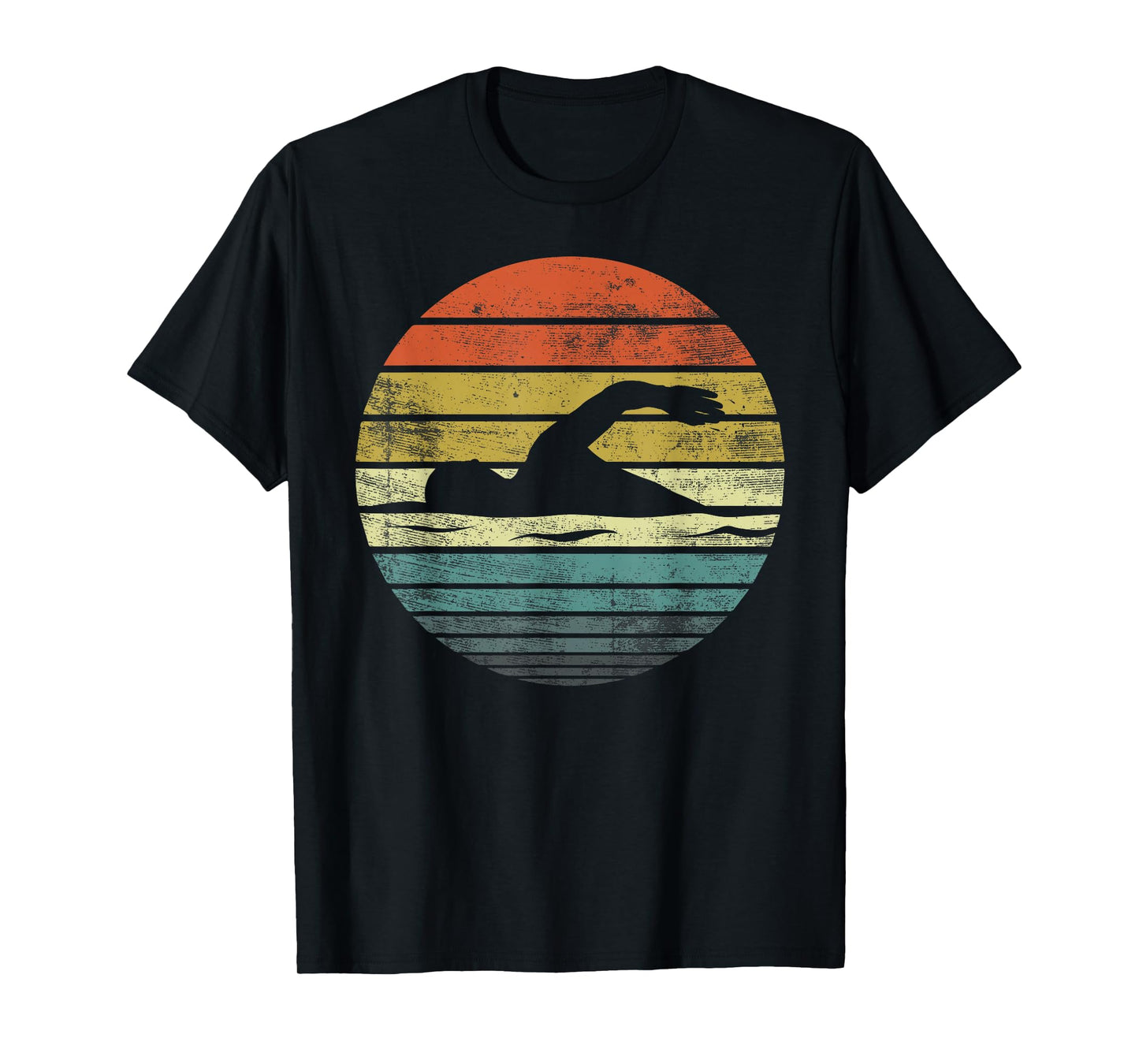 Swimmer Gifts Funny Retro Vintage Sunset Swim Coach Swimming T-Shirt