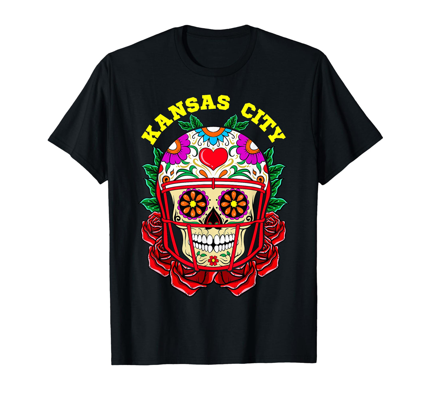 Kansas Day Sugar Skull Football Helmet Game Day Y'all T-Shirt