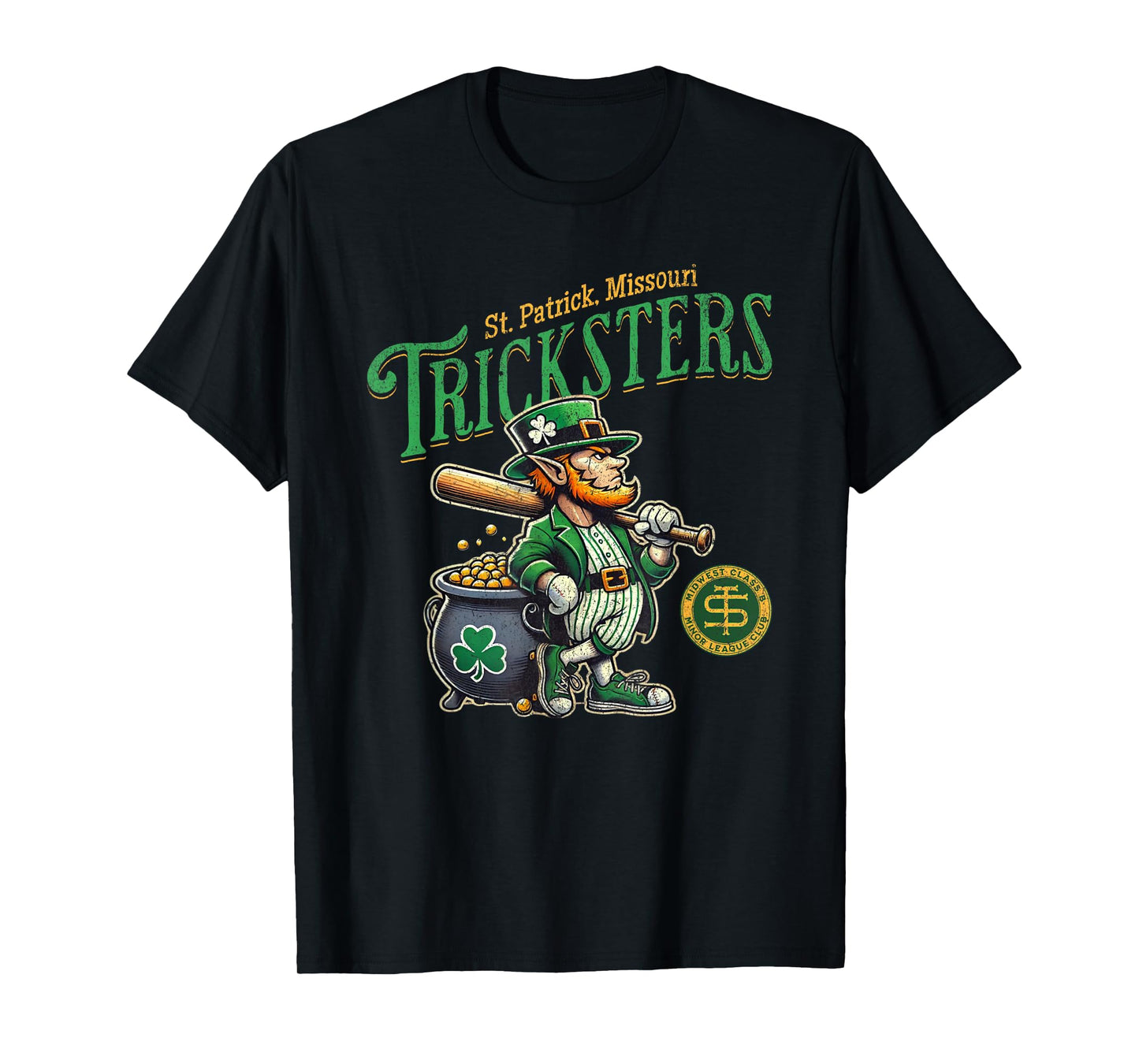 Retro Minor League Baseball Team Leprechaun Tricksters T-Shirt