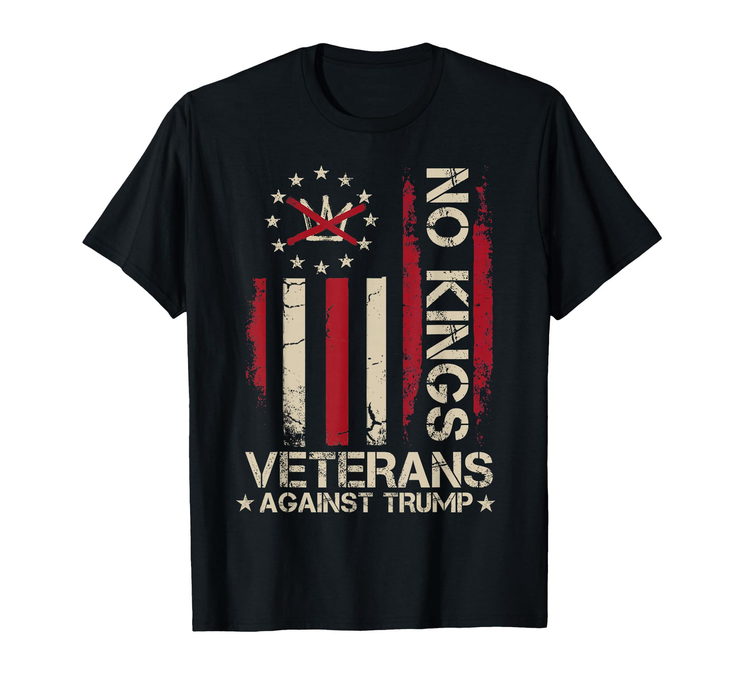 Military Veterans Protest USA Flag No Kings America Protest T-Shirt