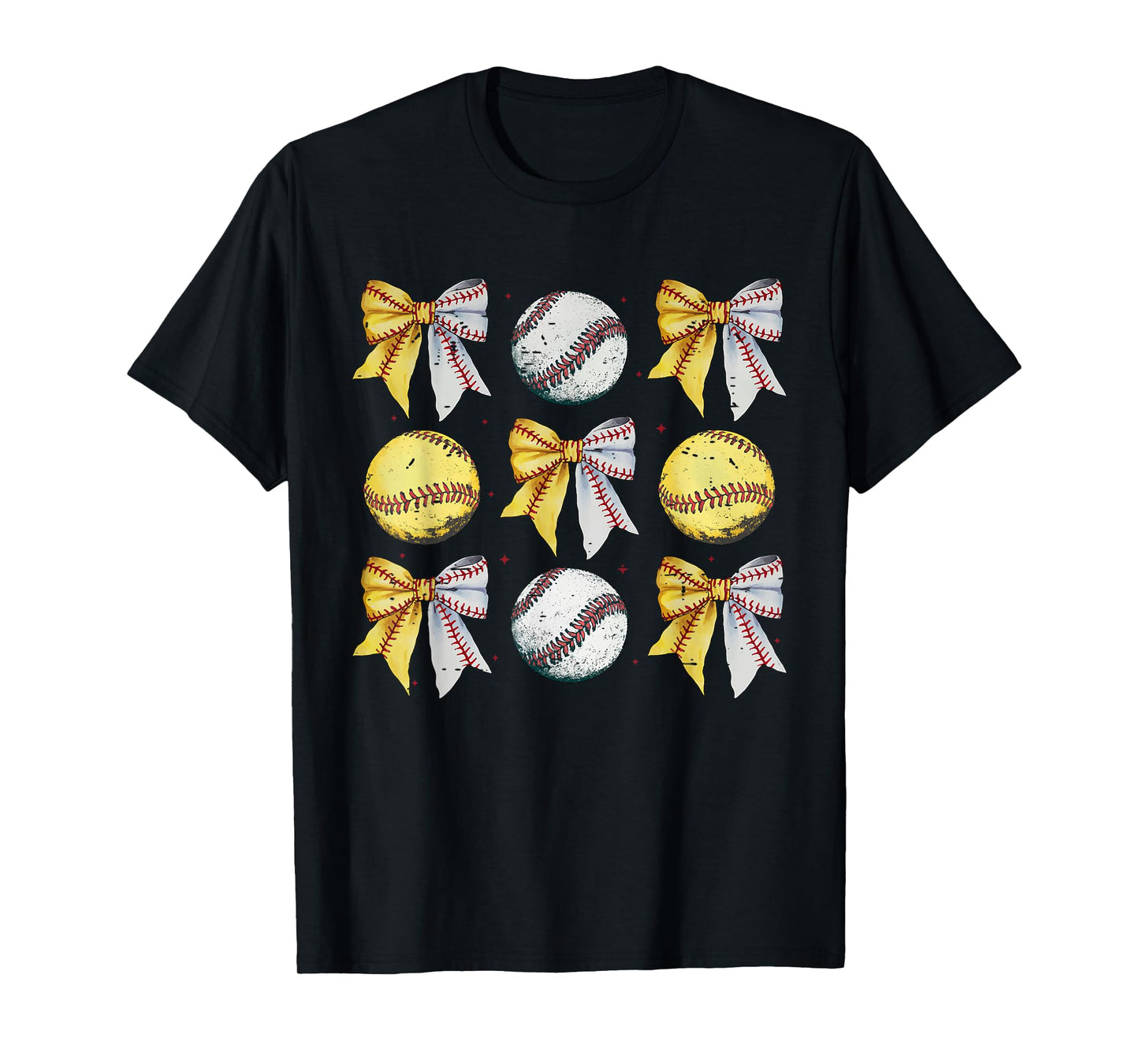 Retro Coquette Bow Funny Game Day Baseball Softball Mama T-Shirt
