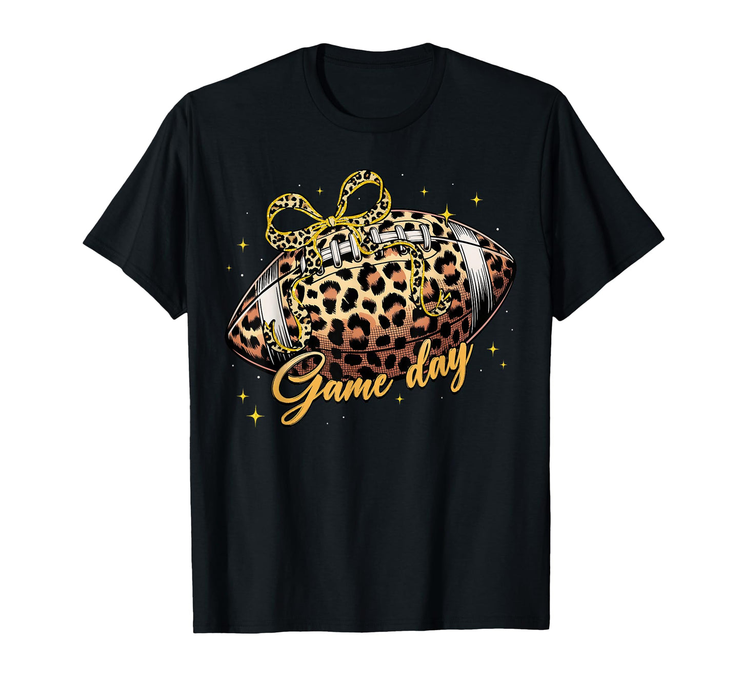Game Day Football Coquette Bow Leopard Fall Thanksgiving T-Shirt