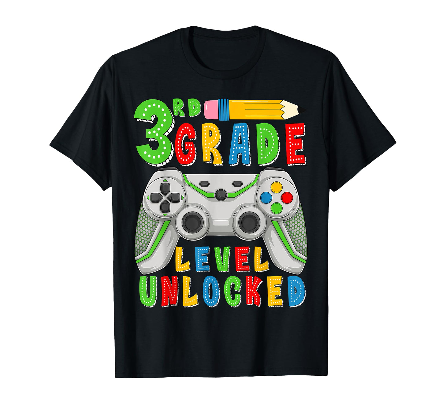 3rd Third Grade Level Unlocked Back To School Gamer Boys Kid T-Shirt