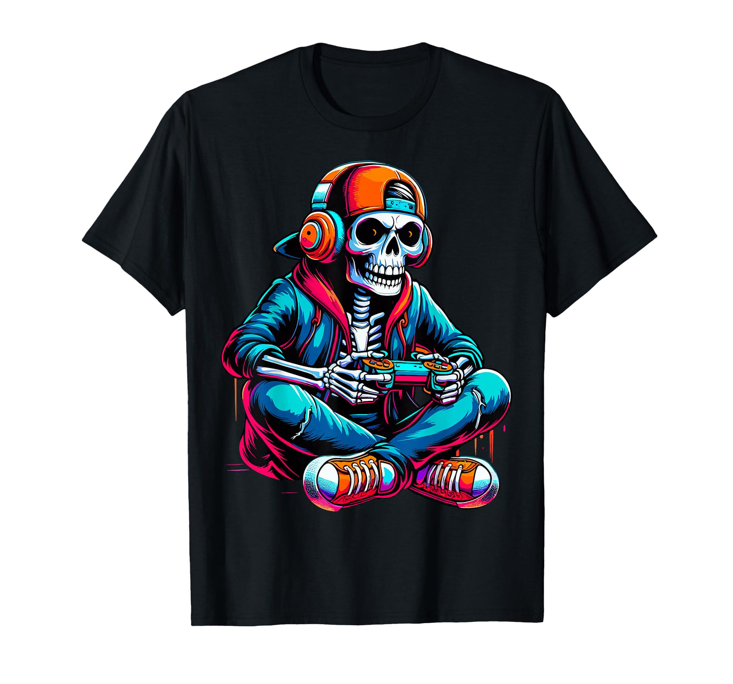 Halloween Skeleton Gamer Boys Video Gaming T-Shirt