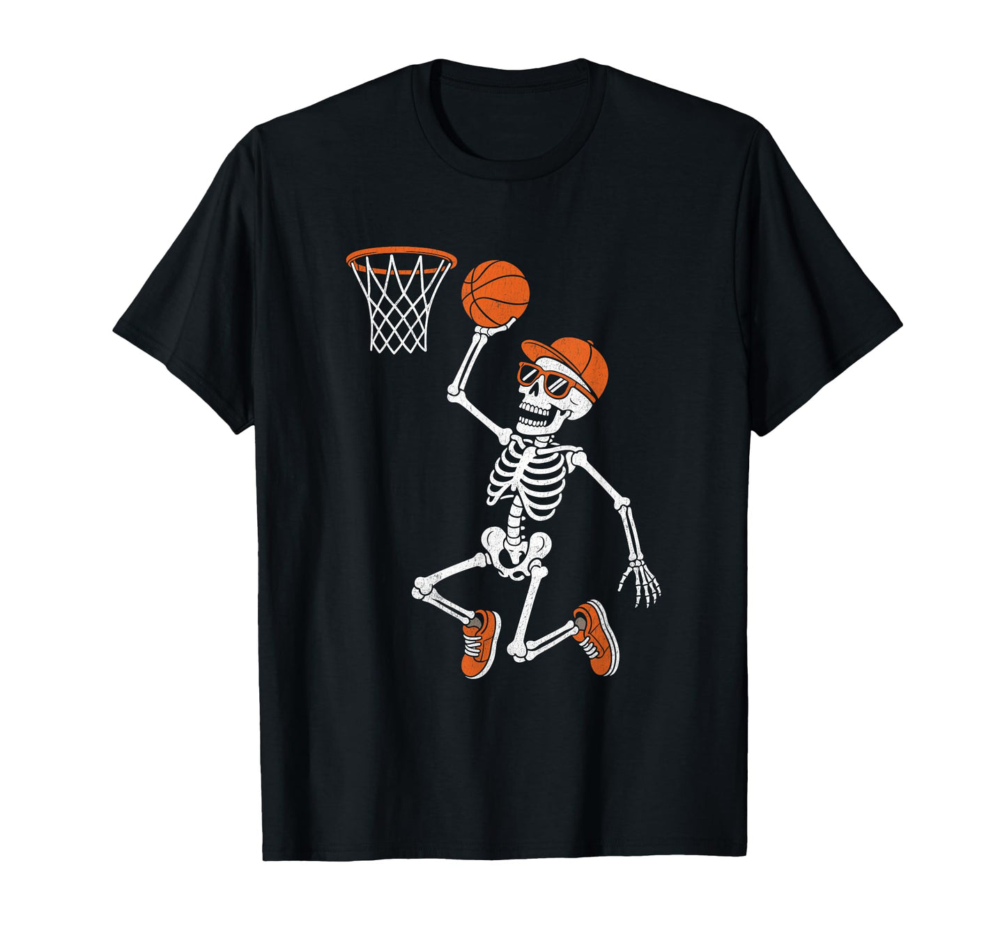 Halloween Skeleton Funny Basketball for Teens Boys Men T-Shirt