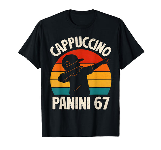 6 7 Italian Brainrot Panini Cappuccino 67 Meme Boys Funny T-Shirt