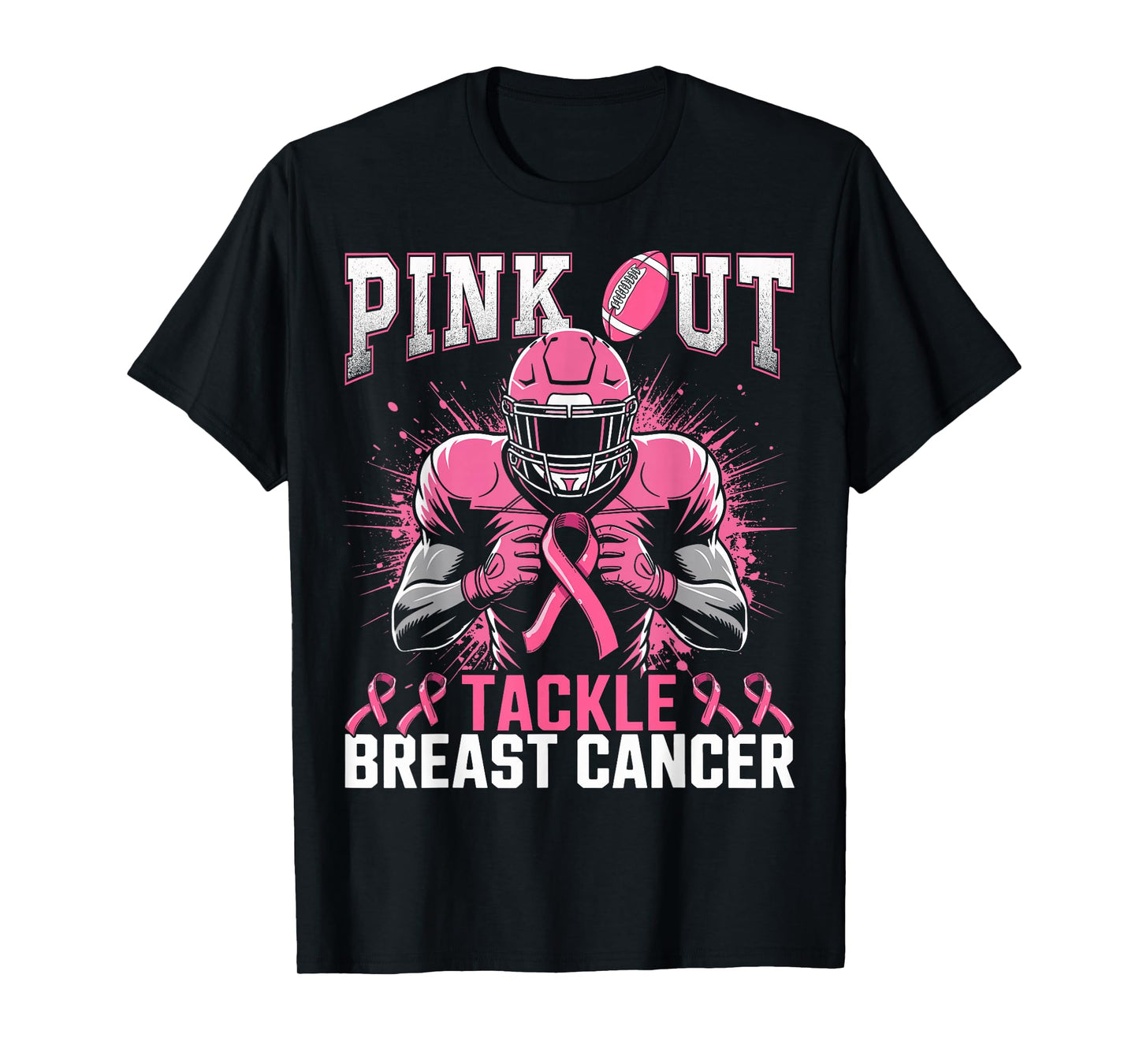 Pink Out Tackle Breast Cancer Awareness American Football T-Shirt