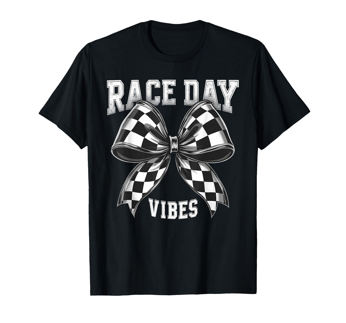 Race Day Vibes Checkered Coquette Bow Car Racing men women T-Shirt