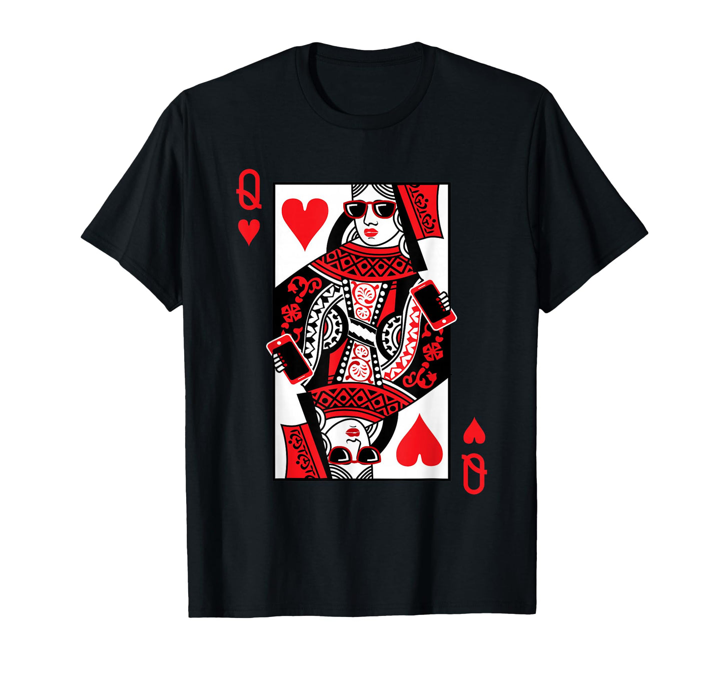 Classic Black Queen of Hearts T-Shirt: Adult, Short Sleeve, Cotton-Polyester Blend
