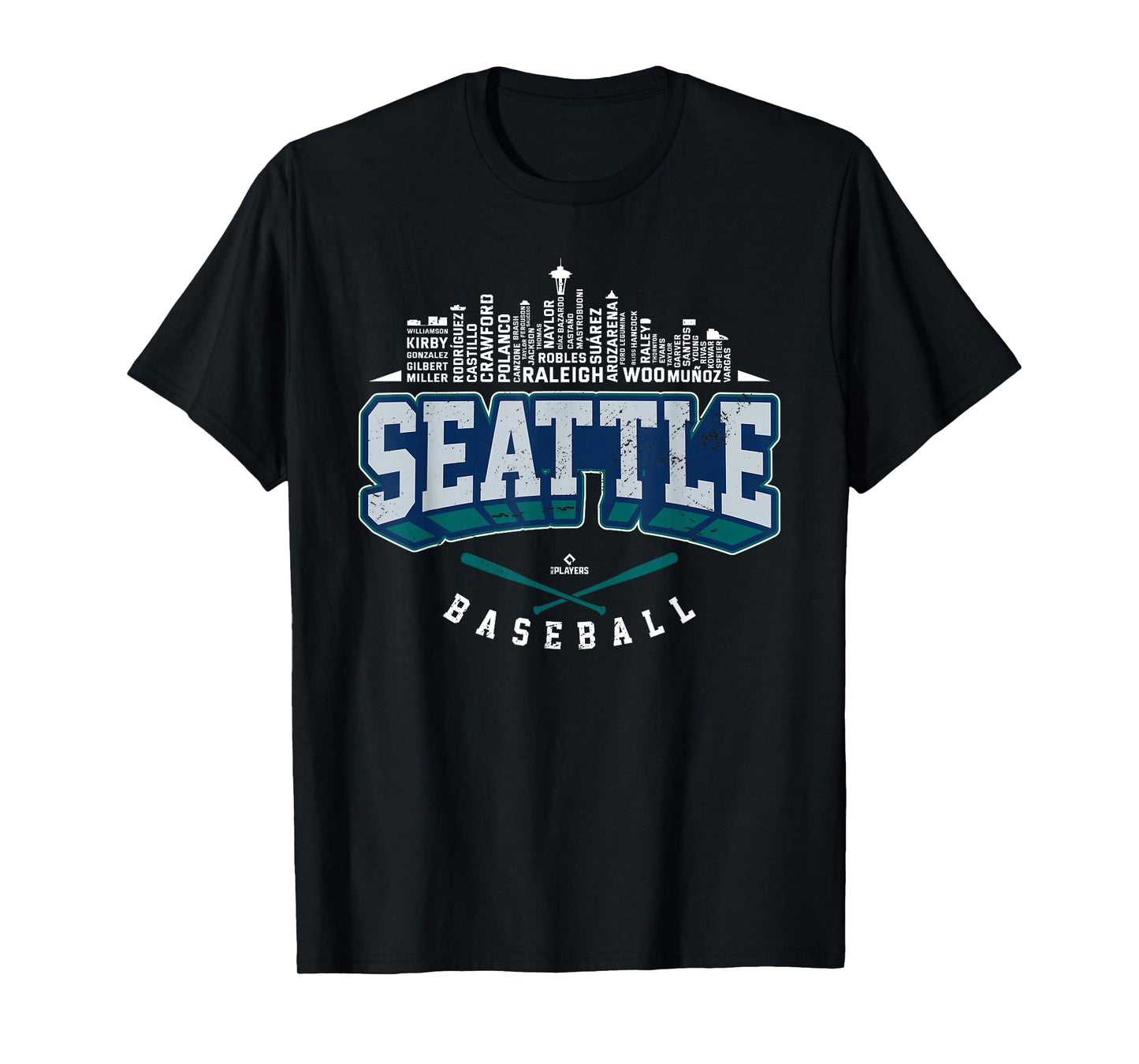2025 Seattle Team Skyline Word Art Cal Raleigh MLBPA T-Shirt