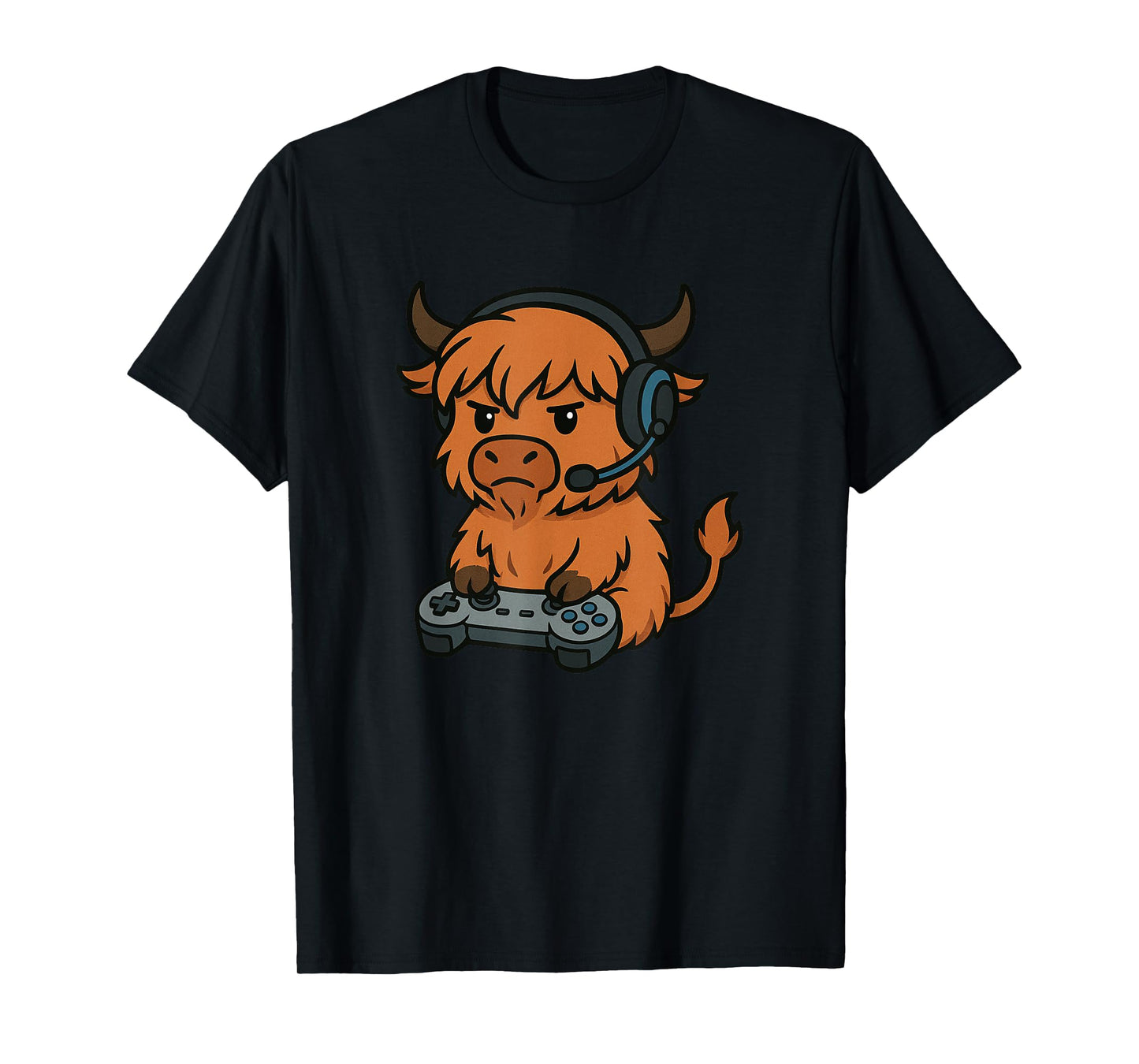 Highland Cow Gamer Gaming Retro Videogames Boys Girls Kids T-Shirt