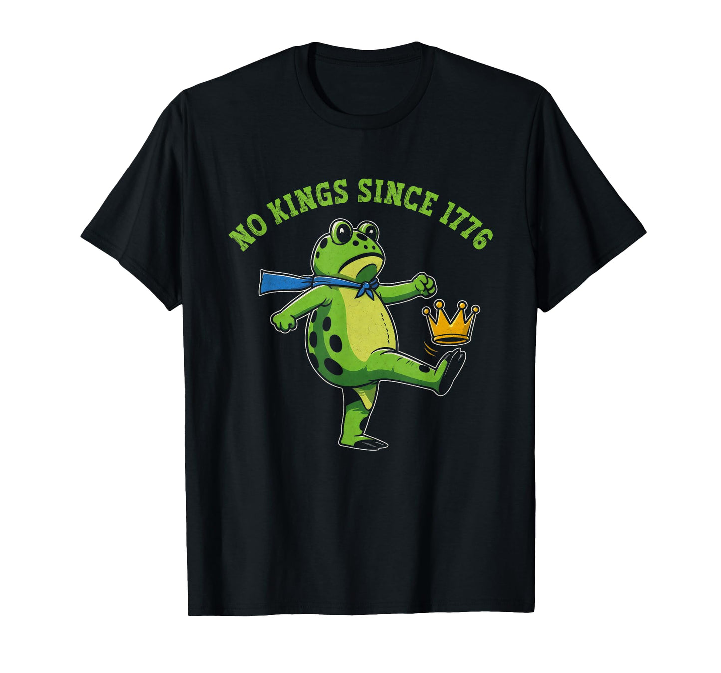 No Kings Since 1776 Portland Frog Kicking Crown Retro T-Shirt
