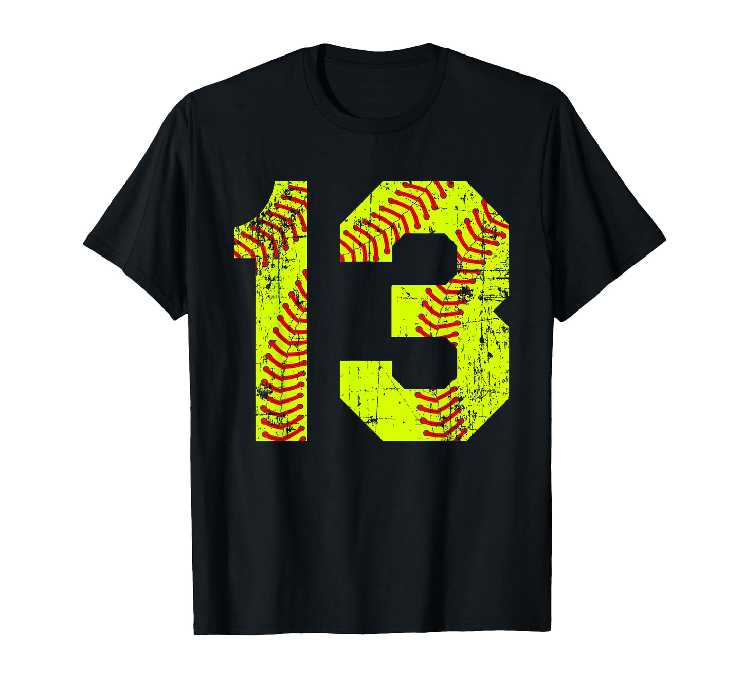 Vintage Softball 13 Jersey Number T-Shirt