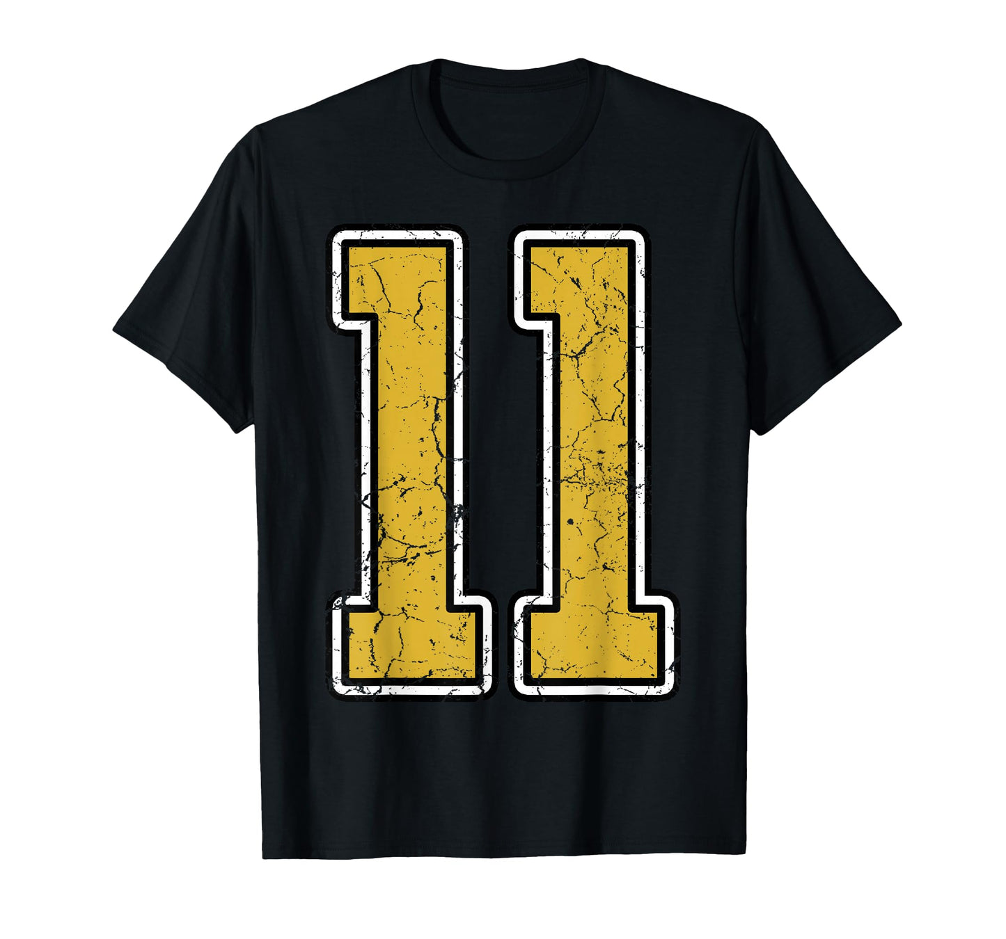 Old Gold Black White Sports Number 11 Jersey Uniform Player T-Shirt