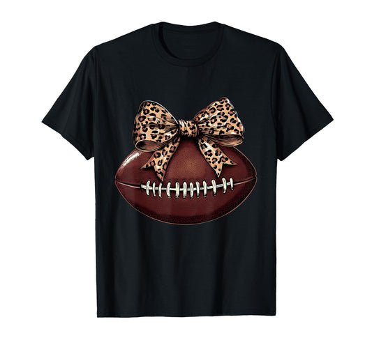 Cute Football Coquette Bow Cute Football Mom T-Shirt