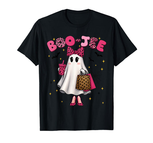 Cute Leopard Boo JEE Ghost Coffee Halloween Costumes Womens T-Shirt