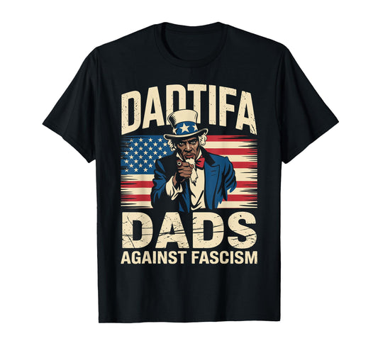 DADtifa Black Dads Against Fascism USA Flag Resist No Kings T-Shirt