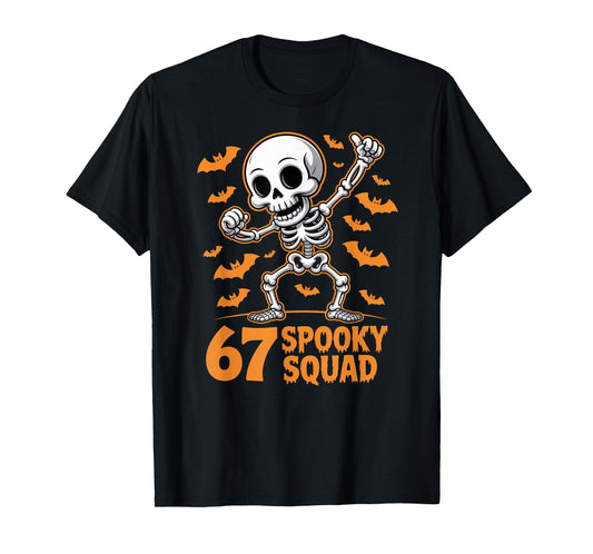 67 Spooky Squad Halloween Skeleton 6 7 Meme Six Seven Fun T-Shirt