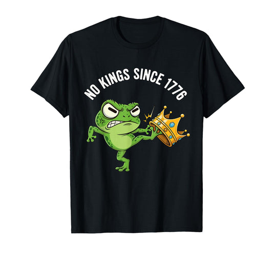 Angry Frog No Kings Since 1776 Funny America Design T-Shirt