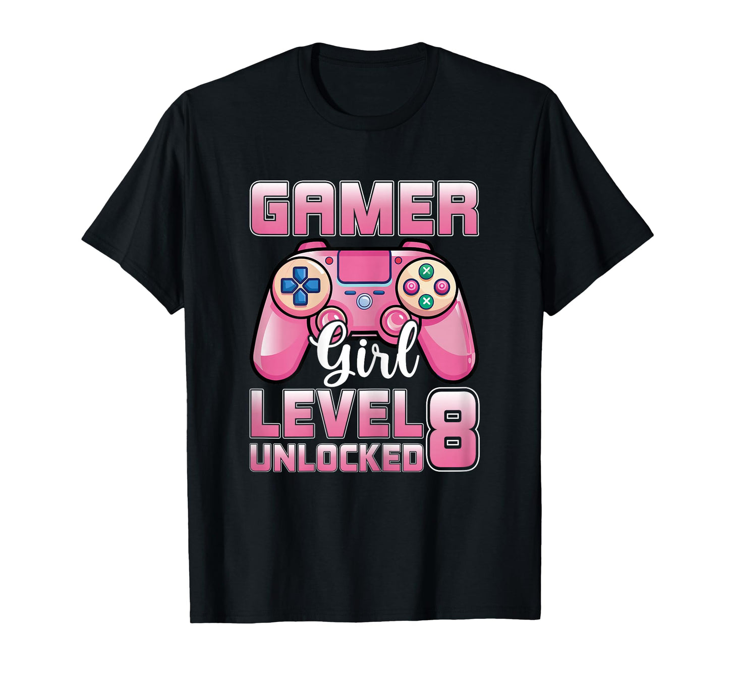 Gamer Girl Level 8 Unlocked Video Gaming 8th Birthday Party T-Shirt