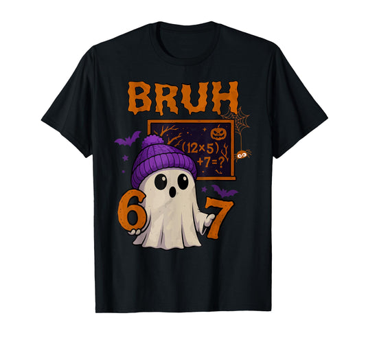 67 Teacher Halloween Ghost Six Seven Meme Math Equation Bruh T-Shirt
