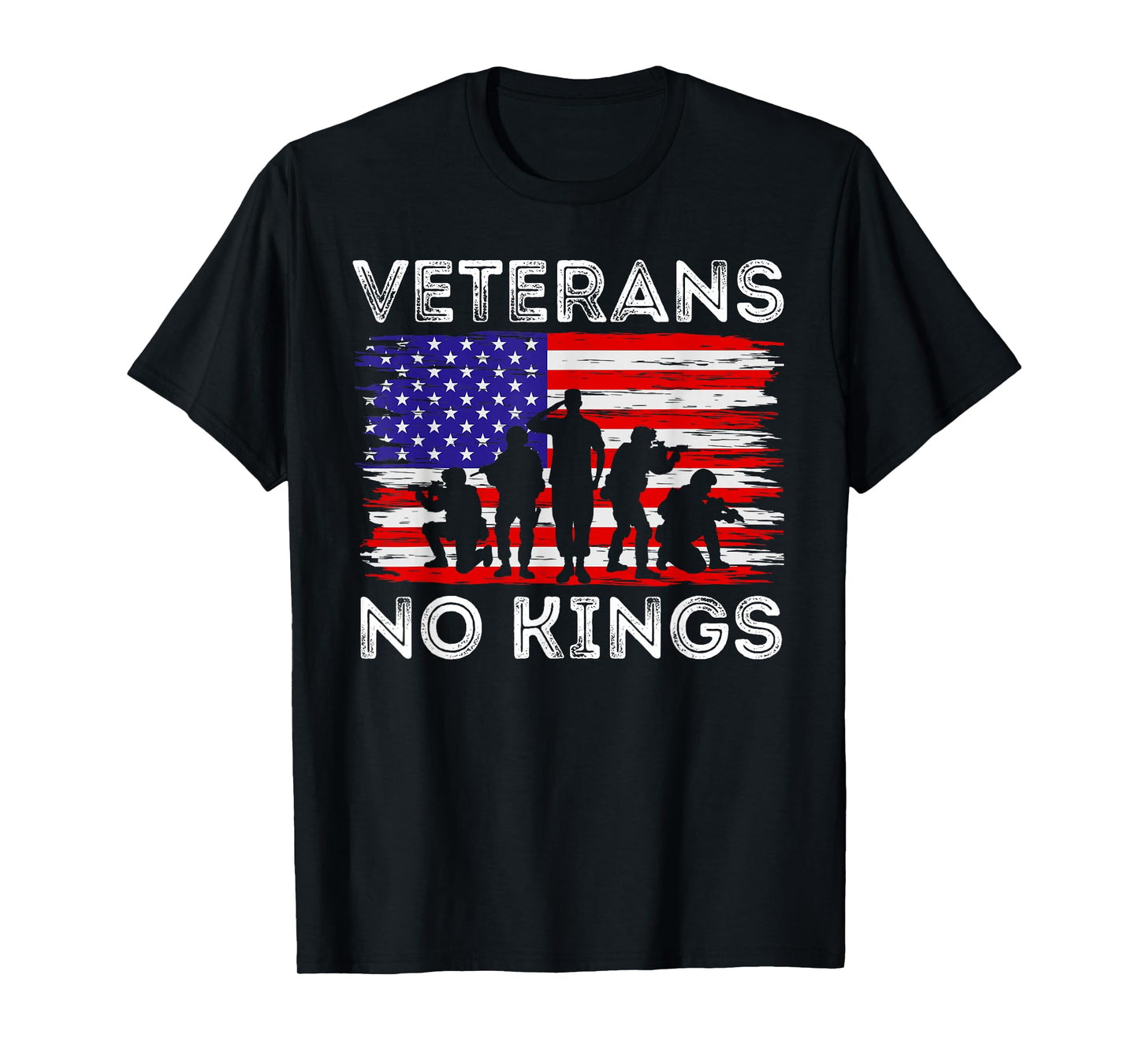 No Kings Veterans Patriotic American Flag Veterans Day Retro T-Shirt